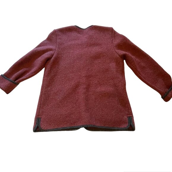 LL Bean Blazer Jacket Burgundy Button-Up Cardigan Wool Made In Austria VTG - Picture 9 of 15